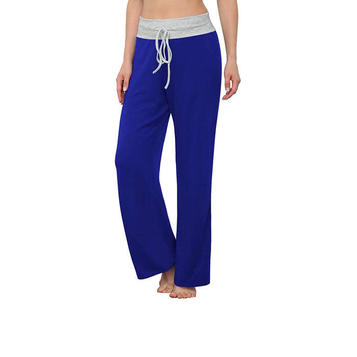 Beakey Women's Comfy Pajama Pants Casual Stretch Pant Drawstring Wide Leg Pants-Blue-0881