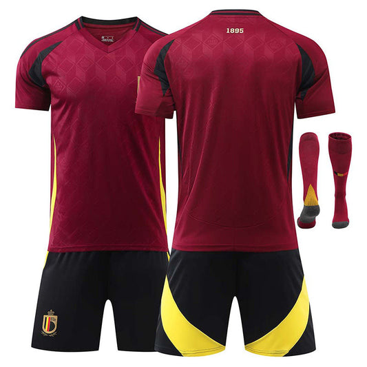 Beakey Belgium Home Jersey Soccer Jersey Kit Football T-shirt Set for Adult Kids