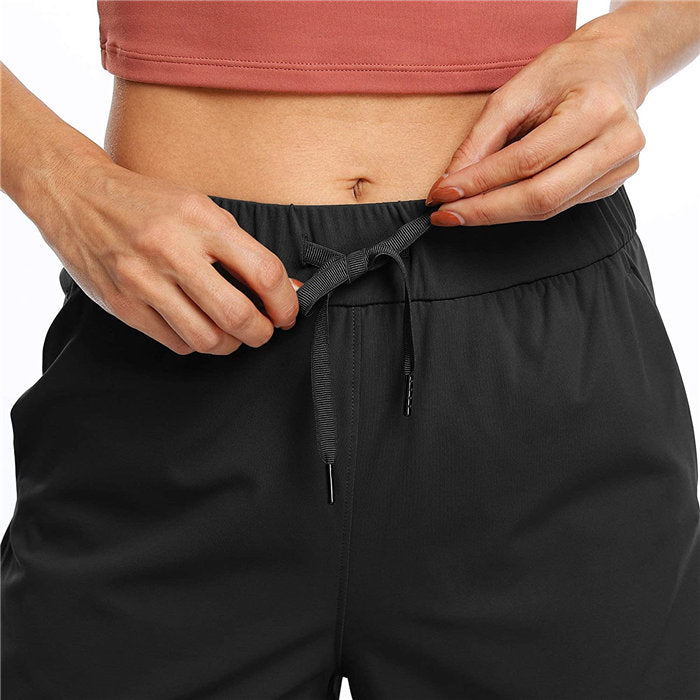 Beakey Women's Yoga Lounge Lace-up Shorts Comfy Casual Shorts With Pockets-Black-2022