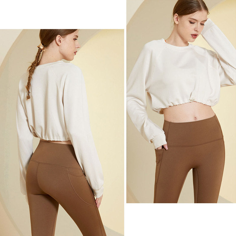 Beakey Womens Legging with Pockets High Waisted Fleece Lined Workout Pants-Coffee