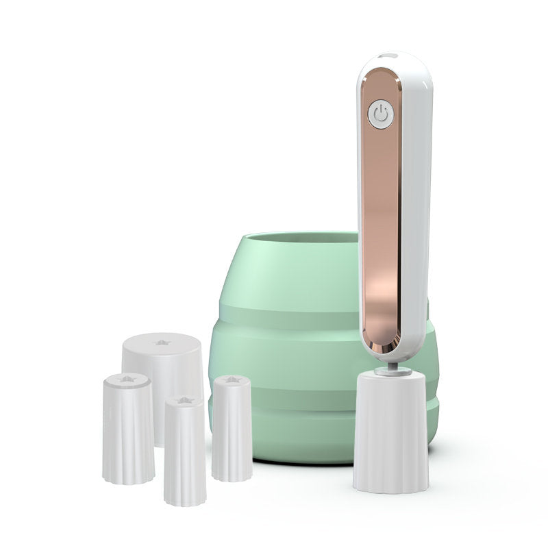 Beakey Electric Makeup Brush Cleaner with Rubber Collars and Power Display-White