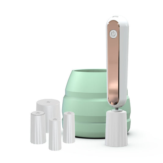 Beakey Electric Makeup Brush Cleaner with Rubber Collars and Power Display-White