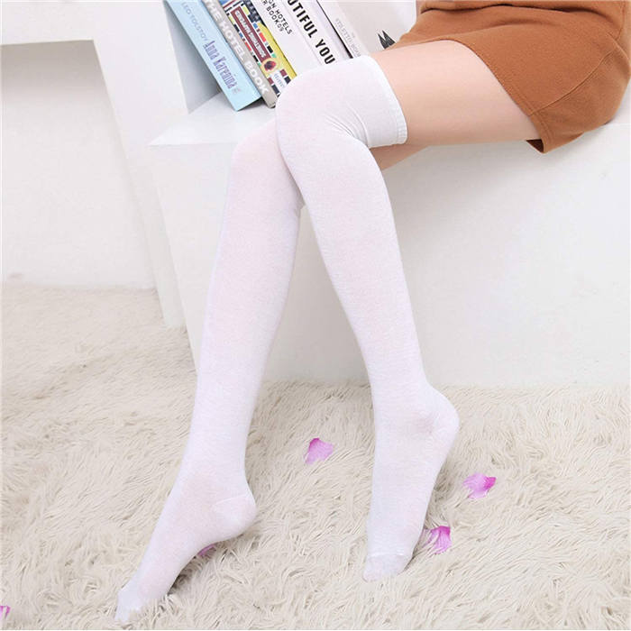Beakey 6 Packs E Womens Long Solid Color Socks Over Knee Thigh High Socks Warm Stocking
