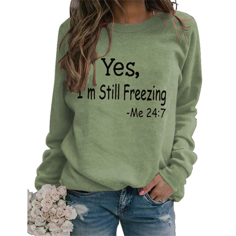 Beakey Letter Print Pullover Tops for Women Crewneck Fall Winter Sweatshirt-Olive Green