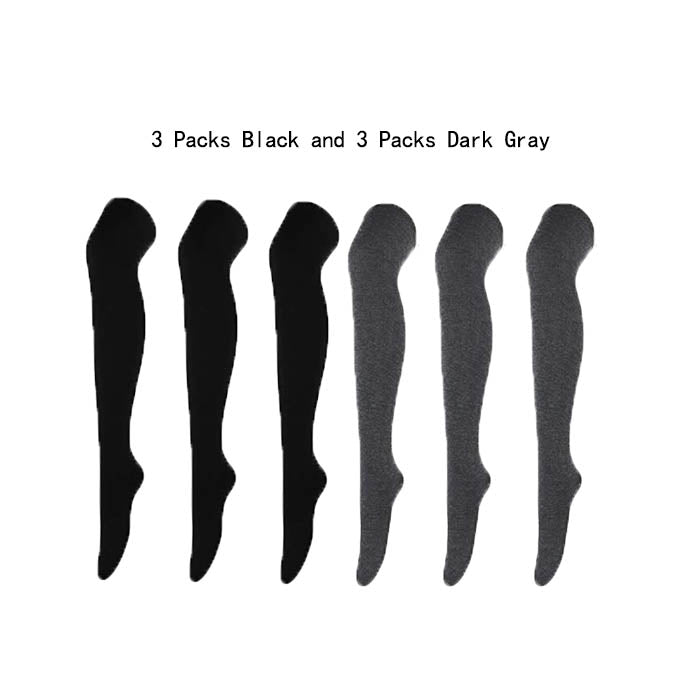 Beakey 6 Packs D Womens Long Solid Color Socks Over Knee Thigh High Socks Warm Stocking