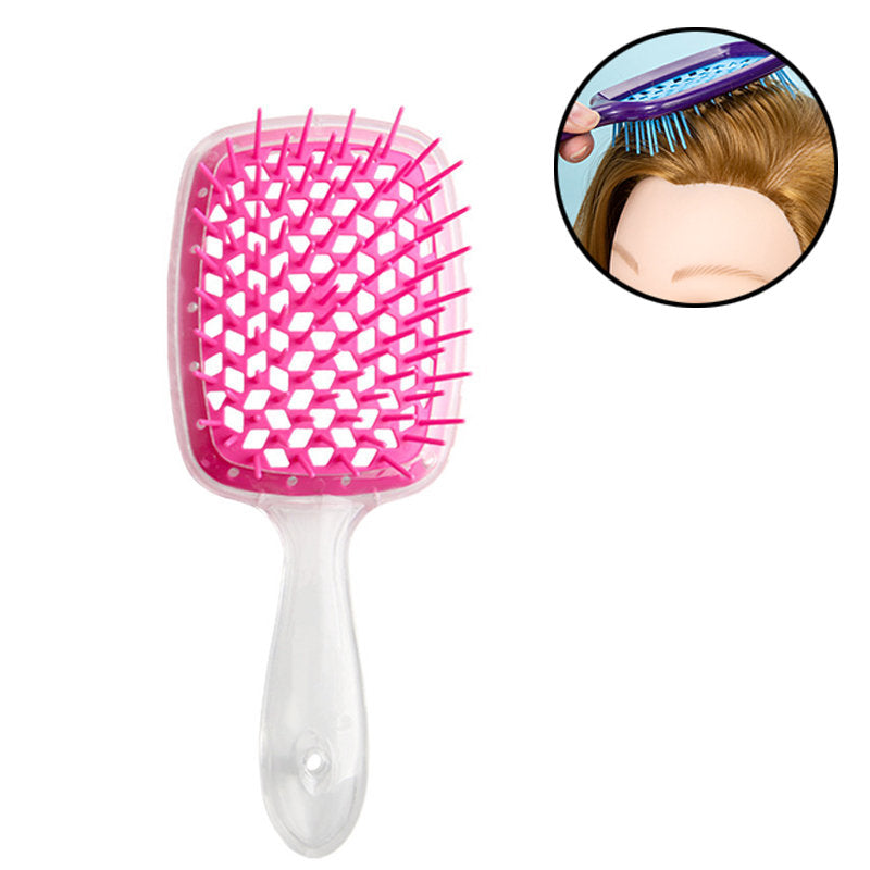 Beakey Massage Hair Brush Wet & Dry Vented Detangling for All Hair Types-RoseRedClear