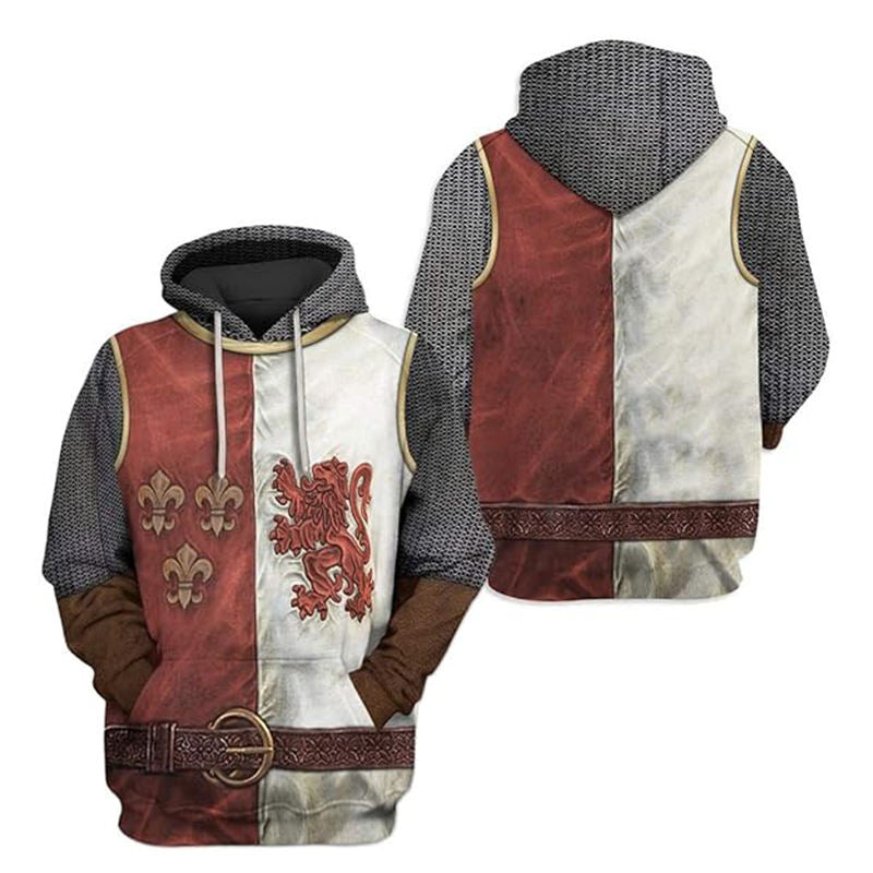 Beakey Medieval Knight Hoodie for Women Men Classic 3D Printed Sweatshirt-B