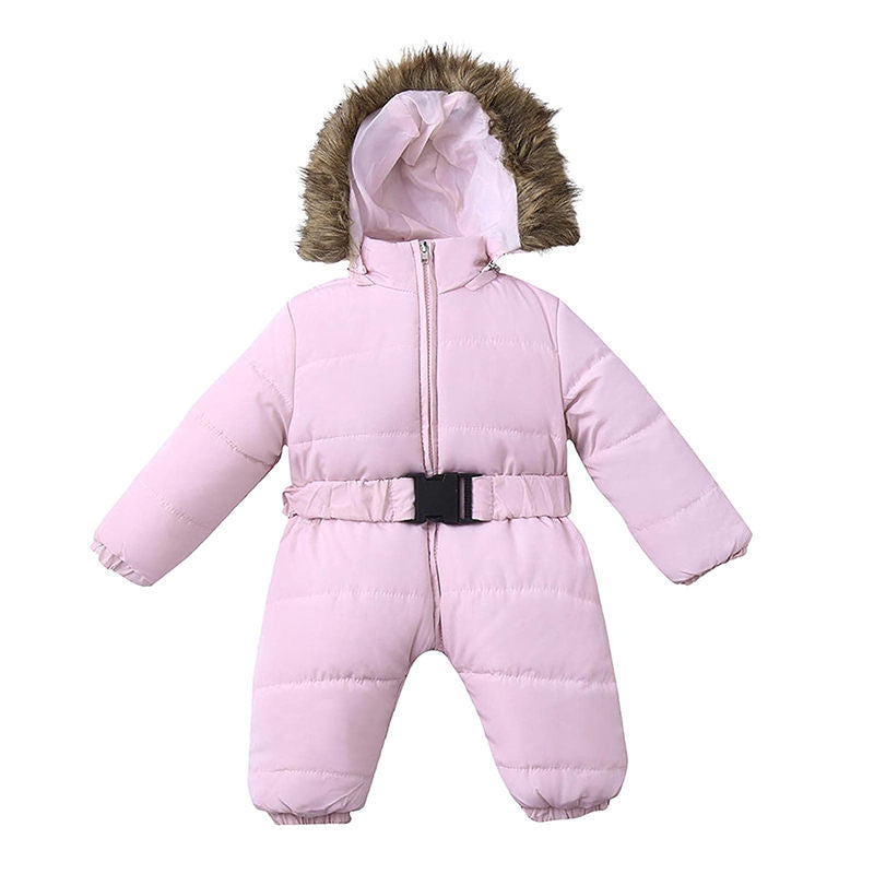 Beakey Newborn Snowsuits with Removable Hood Warm Padded Coat Winter-Pink