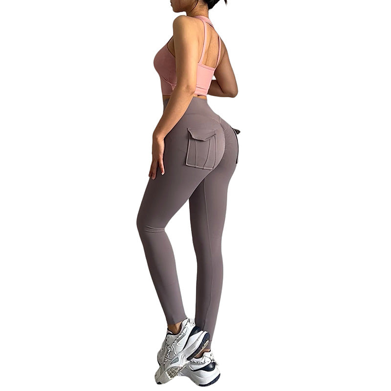 Beakey Womens Yoga Pants High Waist Leggings with Pockets for Workout-Grey2