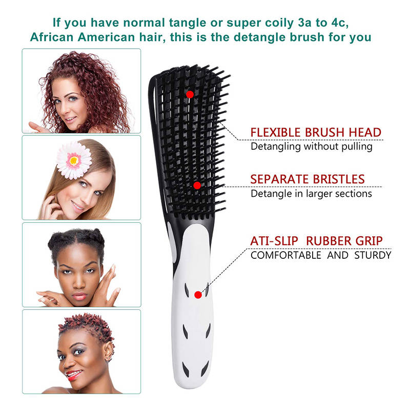 Beakey 2 Pack Detangling Brush for Curly Hair Detangler Brush for Wet Dry Long Thick Curly Hair-GreenWhite