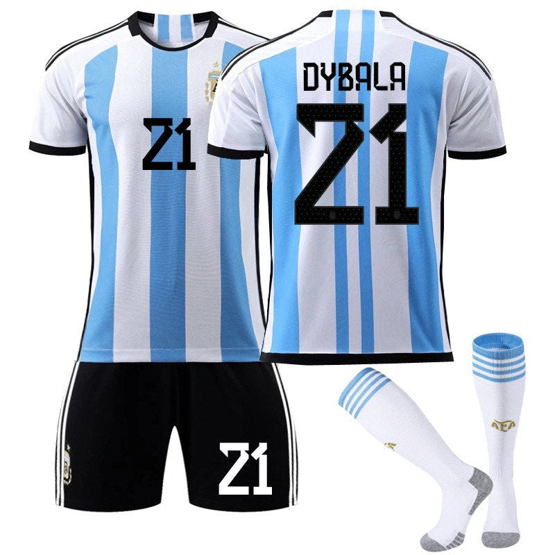 Beakey DYBALA #21 Argentina Home B-Jersey 2022/23 Soccer B-Jersey Kit Football T-shirt Set For Adult Kids