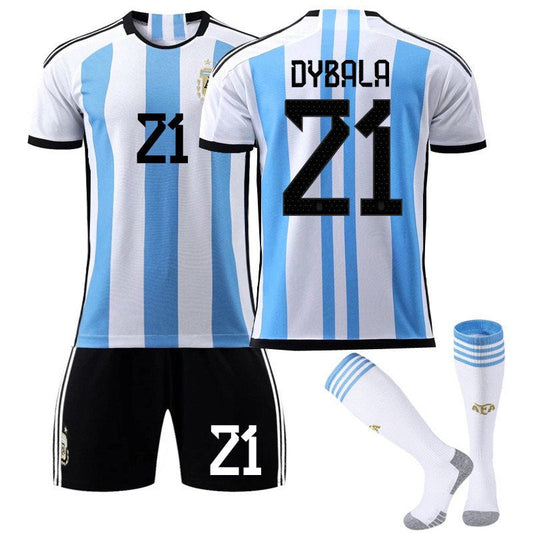 Beakey DYBALA #21 Argentina Home B-Jersey 2022/23 Soccer B-Jersey Kit Football T-shirt Set For Adult Kids