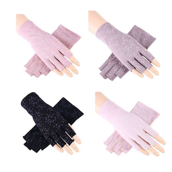 Beakey 4 Pairs Women Gloves Summer Sunscreen Fingerless Gloves UV Protection Half Finger Gloves-F