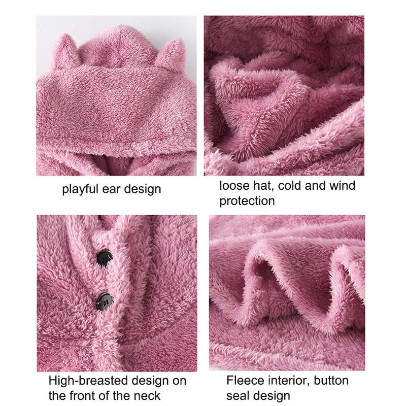 Beakey Hoodie Plush Pajama Set for couple-Pink