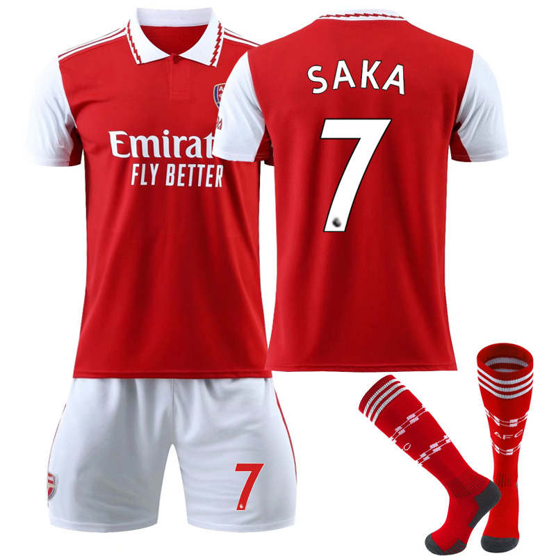 Beakey Arsenal Home Jersey 2022-23 ODEGAARD #8 Soccer Jersey Kids Adult 3-Pieces Jersey Kits