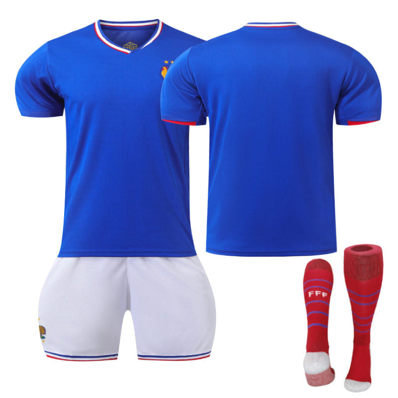 Beakey French Home Jersey Soccer Jersey Kit Football T-shirt Set for Adult Kids