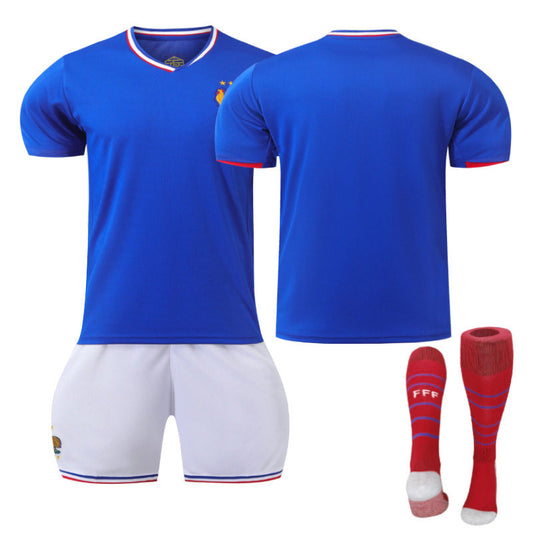 Beakey French Home Jersey Soccer Jersey Kit Football T-shirt Set for Adult Kids