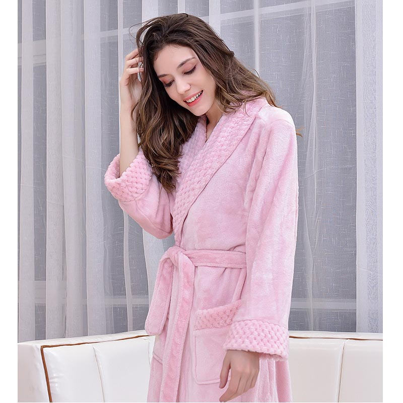 Beakey Warm Soft Plush Robe with Pockets for Unisex-Pink