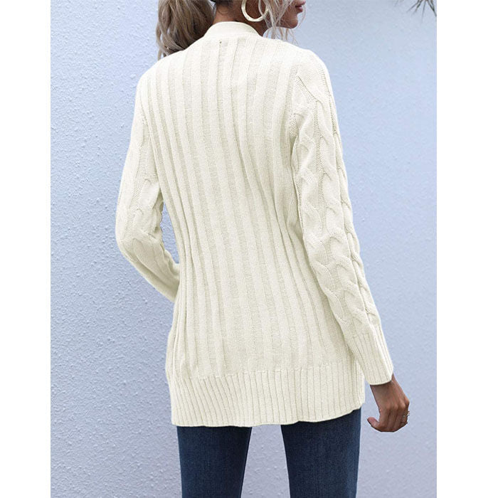 Beakey Women's Winter Keep Warm Long Sleeve Knit Sweater Cardigan Button Loose Outerwear-Off-white-YL220187