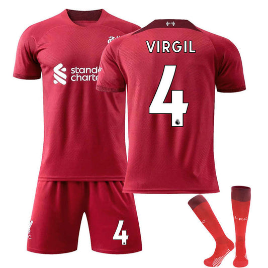 Beakey Liverpool Home Jersey 2022-23 VIRGIL #4 Soccer Jersey Kids Adult 3-Pieces Jersey Kits