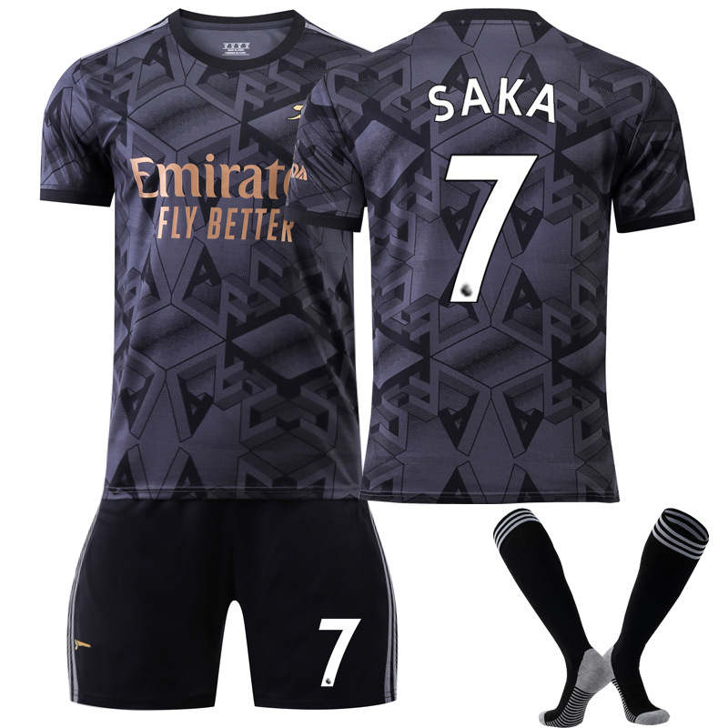 Beakey Arsenal Away Jersey 2022-23 SAKA #7 Soccer Jersey Kids Adult 3-Pieces Jersey Kits