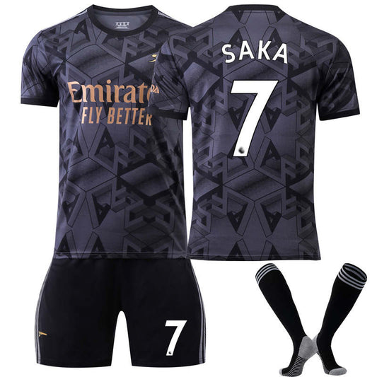 Beakey Arsenal Away Jersey 2022-23 SAKA #7 Soccer Jersey Kids Adult 3-Pieces Jersey Kits