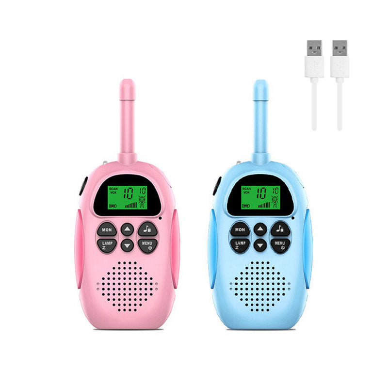 Beakey 2 Pcs Kids Walkie Talkies Rechargeable 22 Channels 2 Way Radio-Pink Blue
