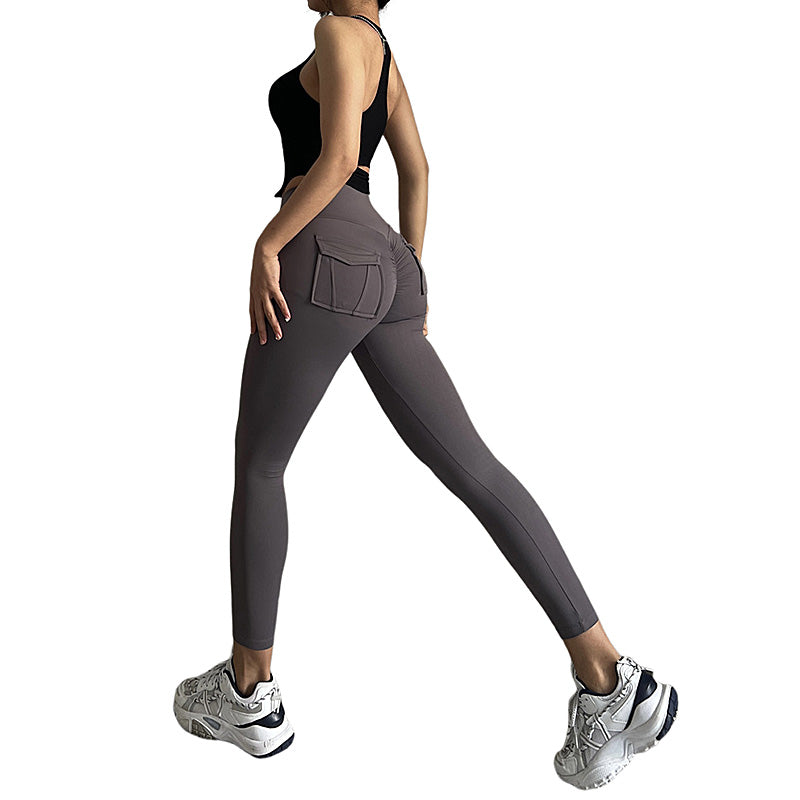 Beakey Womens Yoga Pants High Waist Leggings with Pockets for Workout-Grey1
