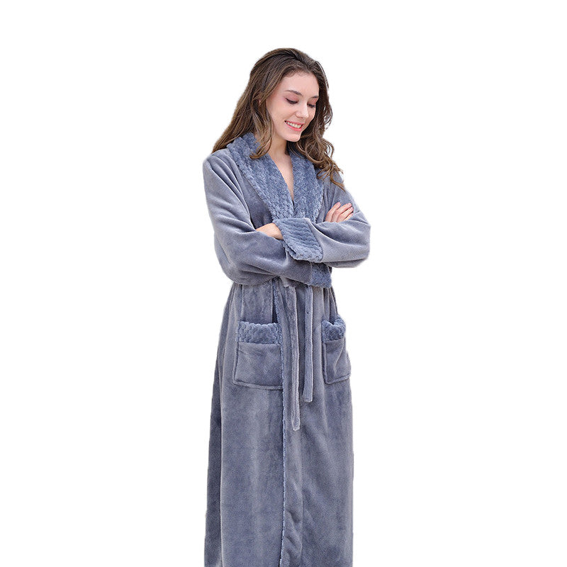 Beakey Warm Soft Plush Robe with Pockets for Unisex-Grey