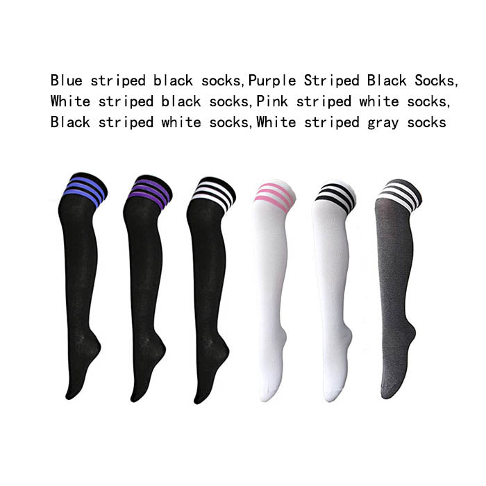 Beakey 6 Packs A Womens Long Striped Socks Over Knee Thigh High Socks Warm Stocking