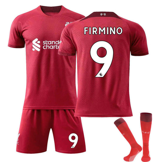 Beakey Liverpool Home Jersey 2022-23 FIRMINO #9 Soccer Jersey Kids Adult 3-Pieces Jersey Kits