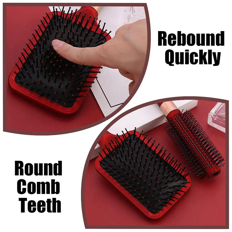 Beakey 4 Pcs Hair Brush Anti Static Massage Oval Comb for Women Men-Red