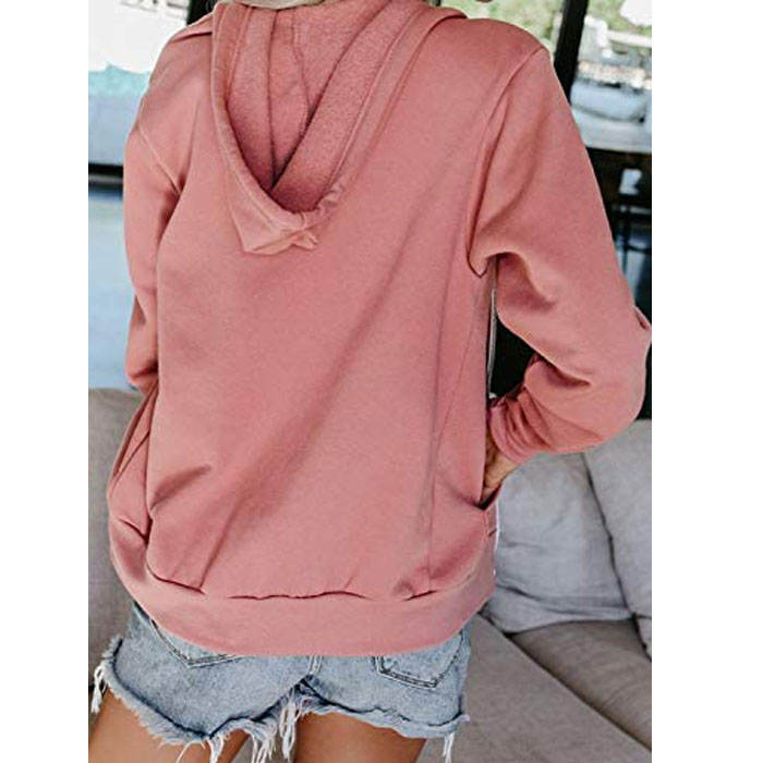 Beakey Womens Solid Color Zip Up Hoodie Long Sleeve Casual Sweatshirts Coat-Pink-7052