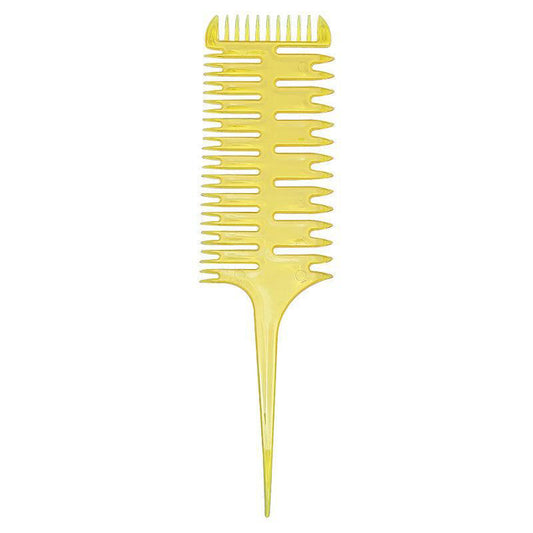 Beakey 3 in 1 Pointed Tail Comb Braiding Hair Dyeing Tool for Salon-Yellow