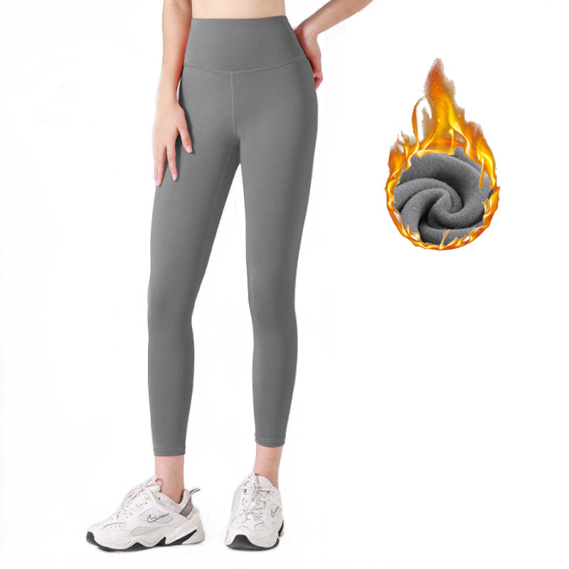 Beakey Womens Fleece Yoga Pant High Waisted Tummy Control Athletic Leggings-Grey