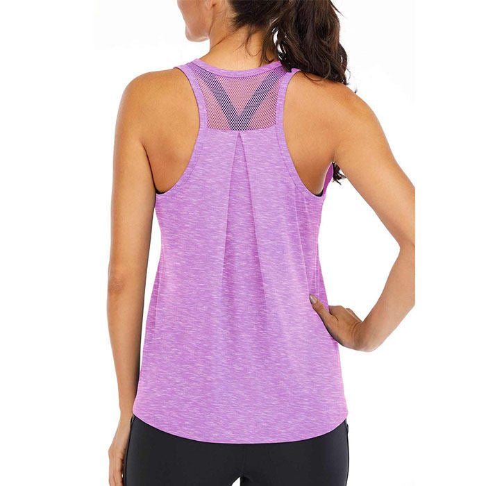 Beakey Workout Tops For Women Loose Fit Mesh Backless Quick-drying Vest-Light Purple-202088