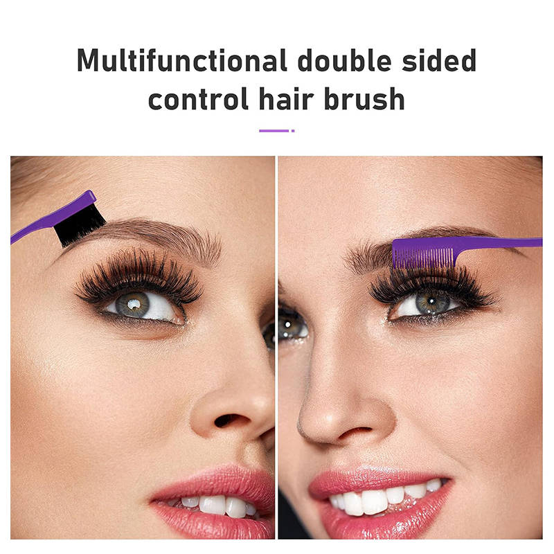 Beakey 12 Pieces Hair Brush Set Nylon Teasing Hair Brushes Rat Tail Combs with Duckbill Clips for Women-Purple