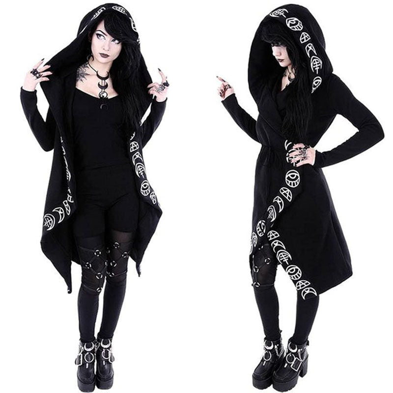 Beakey Punk Gothic Sweatshirt for Women Long Sleeve Open Hoodie Oversized