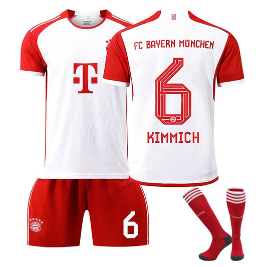 Beakey Bayern Home Jersey KIMMICH #6 Soccer Jersey Kids Adult 3-Pieces Jersey Kits