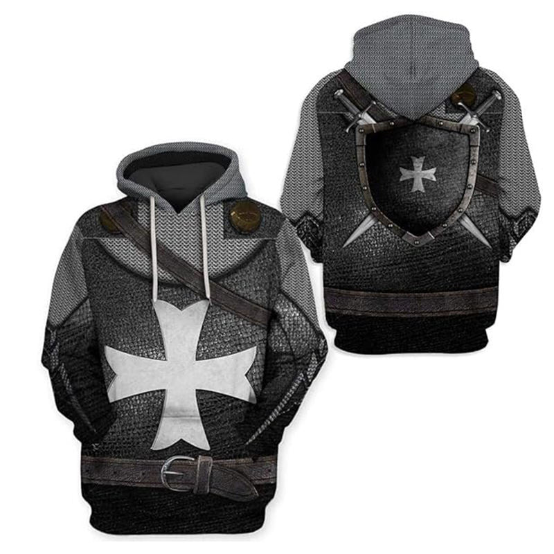 Beakey Medieval Knight Hoodie for Women Men Classic 3D Printed Sweatshirt-A