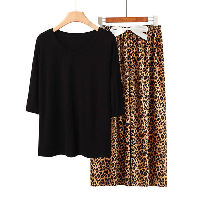 Beakey Womens Pajama Set Print Sleepwear Soft V-Neck Short Sleeve Top With Pants-36