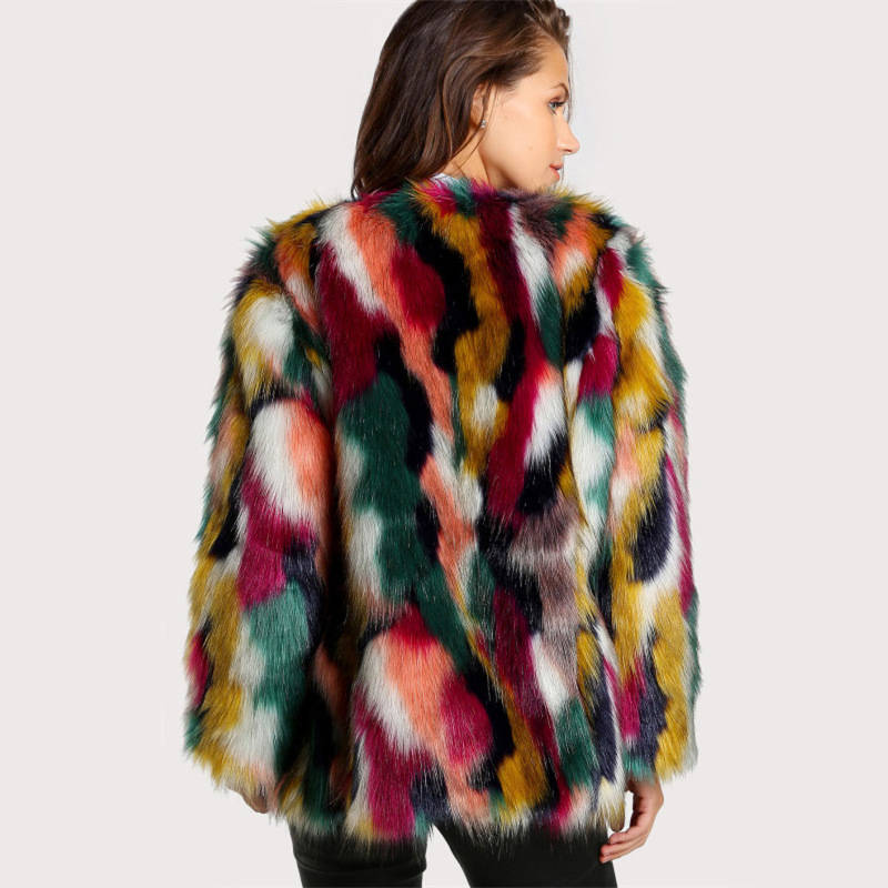 Beakey Womens Winter Luxury Faux Fur Coat Warm Plush Cardigan Jacket