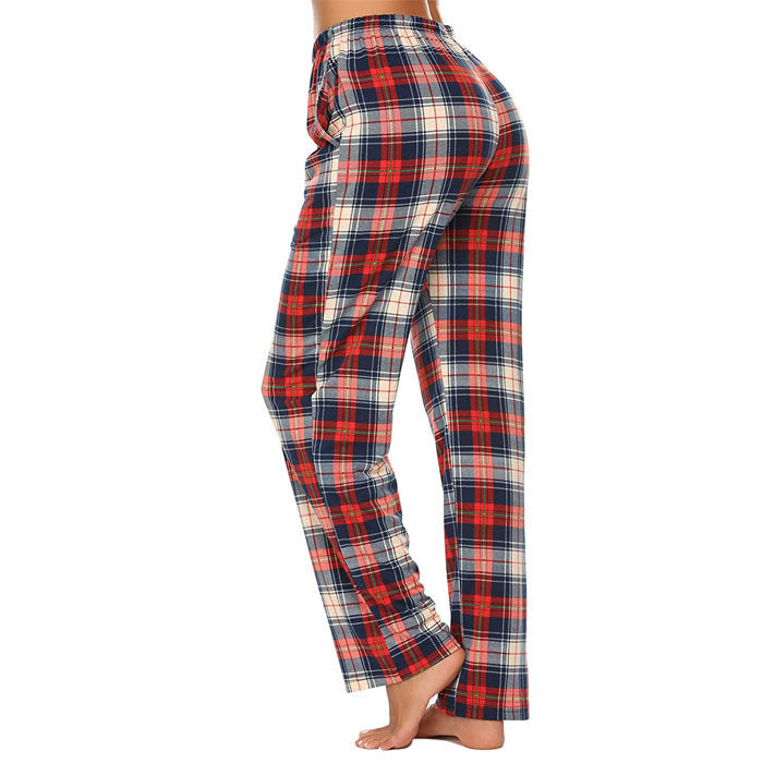 Beakey Women Lounge Pants Comfy Pajama Bottom Stretch Plaid Drawstring Bottoms Pants-03-SP127