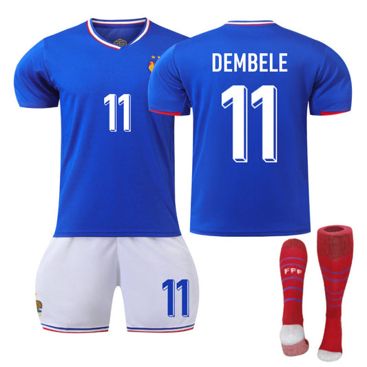 Beakey DEMBELE #11 French Home Jersey Soccer Jersey Kit Football T-shirt Set for Adult Kids