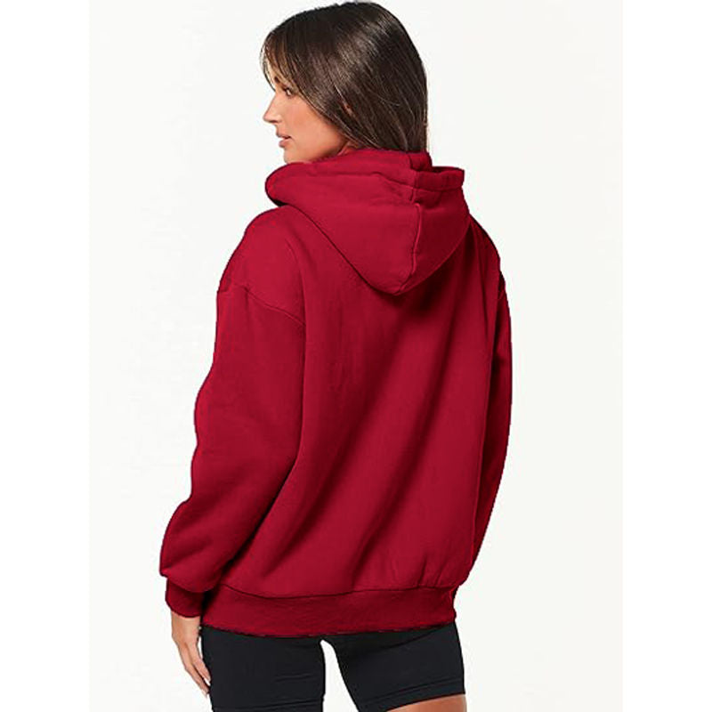 Beakey Womens Zip Up Hoodies with Pockets Y2K Oversized Sweatshirts-Red