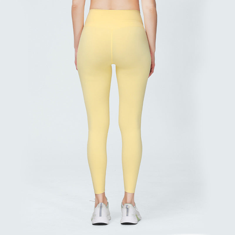 Beakey Womens Yoga Pants Breathable Naked Feeling Fitness Leggings-Yellow