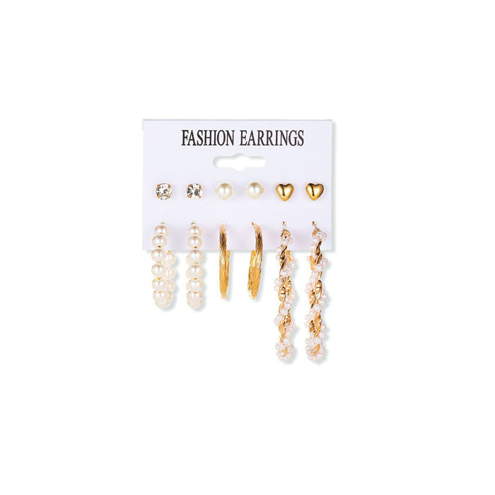 Beakey 6 Pairs Fashion Earrings Set with Tassel Dangle Hoop Earrings Colorful Statement Earrings Studs-(Style 11)