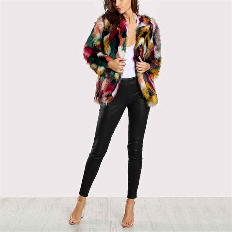 Beakey Womens Winter Luxury Faux Fur Coat Warm Plush Cardigan Jacket