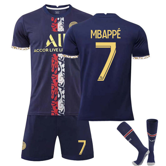 Beakey Paris Special Gold Edition Jersey 2022-23 MBAPPE #7 Soccer Kits for Kids Adult