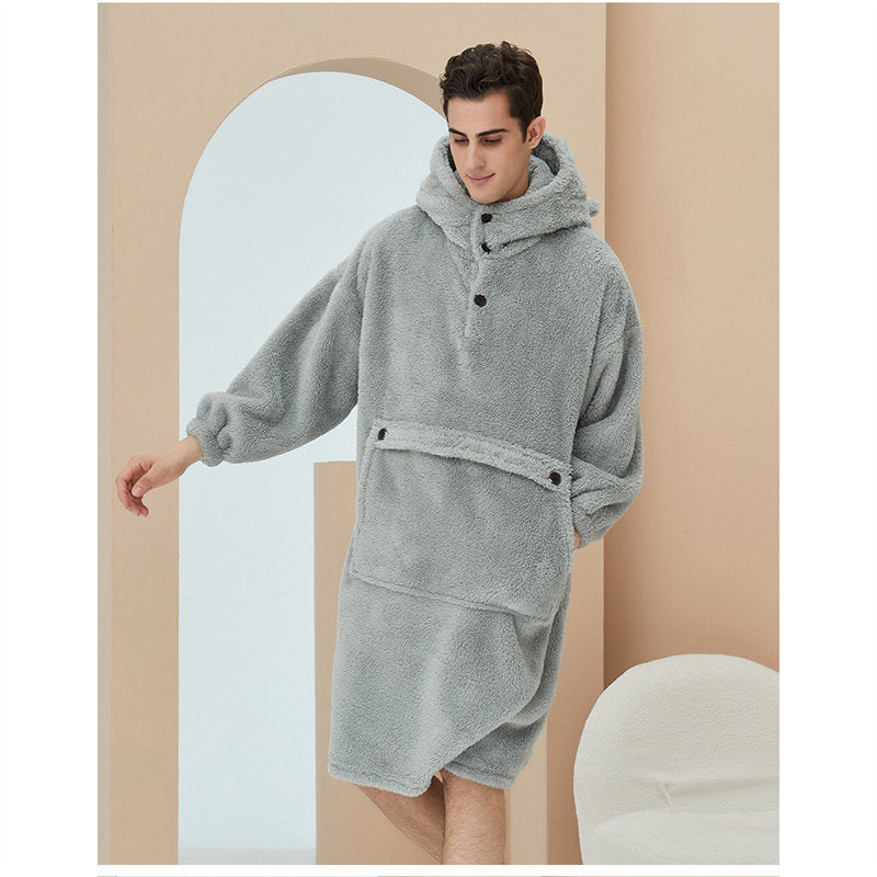 Beakey Hoodie Plush Pajama Set for couple-Light Grey
